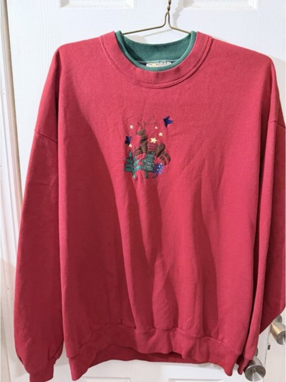 Vintage Morning Sun Reindeer Christmas Holiday Red Grandma Sweatshirt Womens 2X